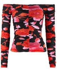 Blumarine - Printed Off-The-Shoulder Stretch-Jersey Top - Lyst