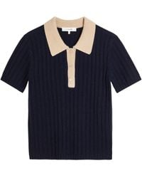 FRAME - Ribbed Cashmere Polo Top - Lyst