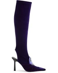 Ancuta Sarca 100 Purple Velvet Knee-high Sock Boots