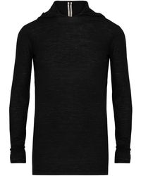 Rick Owens - Hooded Wool Sweatshirt - Lyst