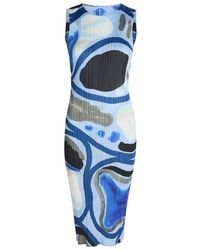Pleats Please Issey Miyake - Printed Pleated Woven Midi Dress - Lyst