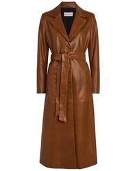 Nour Hammour - Scarlett Belted Leather Trench Coat - Lyst