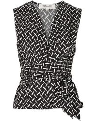 Diane von Furstenberg - Rachael Printed Jersey Wrap Top - Lyst