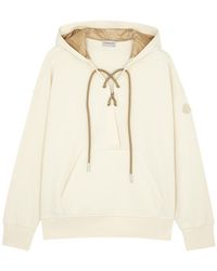 Moncler - Lace-up Hooded Cotton-blend Sweatshirt - Lyst