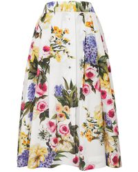 Dolce & Gabbana - Floral-print Cotton Midi Skirt - Lyst