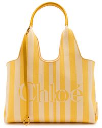 Chloé - Stripy East-West Canvas Tote Bag - Lyst