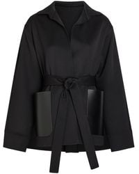 Alaïa - Leather And Wool Wrap Jacket - Lyst