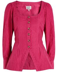Damson Madder - Clare Striped Cotton Blouse - Lyst