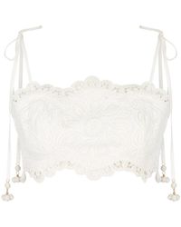 Zimmermann - Ottie Broderie Anglaise Cropped Cotton Top - Lyst