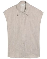 Vince - Ticking Striped Linen And Cotton-Blend Blouse - Lyst