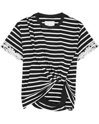 3.1 Phillip Lim - Striped Draped Cotton T-Shirt - Lyst