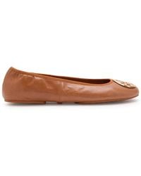Tory Burch - Reva Travel Logo Leather Ballet Flats - Lyst
