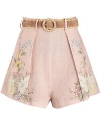 Zimmermann - Waverly Tuck Floral-Print Linen Shorts - Lyst