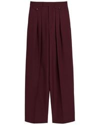 Chloé - Pleated Straight-Leg Wool Trousers - Lyst