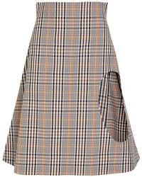 A.W.A.K.E. MODE - Plaid Cut-Out Cotton-Blend Midi Skirt - Lyst