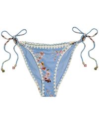 Zimmermann - Awaken Floral-Print Crochet Bikini Briefs - Lyst