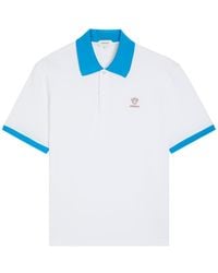 Versace - Logo-Embroidered Piqué Cotton Polo Shirt - Lyst
