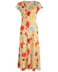 Kitri - Effie Floral-Print Satin Midi Dress - Lyst