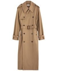 Saint Laurent - Double-Breasted Cotton Twill Trench Coat - Lyst