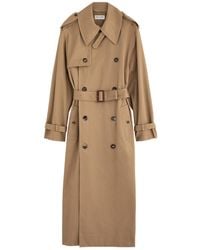 Saint Laurent - Double-Breasted Cotton Twill Trench Coat - Lyst