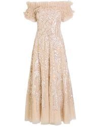 Needle & Thread - Off-The-Shoulder Sequin-Embellished Tulle Gown - Lyst