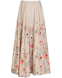 BERNADETTE - Kennedy Floral-Embellished Satin-Poplin Maxi Skirt - Lyst