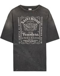 SAINT Mxxxxxx - Fearless Printed Distressed Cotton T-Shirt - Lyst