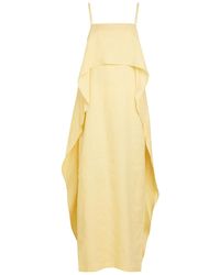 STAUD - Valencia Draped Linen Maxi Dress - Lyst