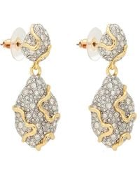 Alexis - Solanales Pavé 14Kt-Plated Drop Earrings - Lyst