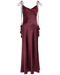 Self-Portrait - Floral-Embellished Satin Maxi Dress - Lyst
