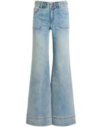 Alice + Olivia - Juno Braided Wide-Leg Jeans - Lyst