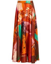 ROKSANDA - Ameera Printed Satin Midi Skirt - Lyst