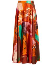 ROKSANDA - Ameera Printed Satin Midi Skirt - Lyst