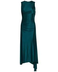 Victoria Beckham - Ruched Asymmetric Stretch-Jersey Midi Dress - Lyst