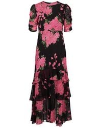 RIXO London - Evelyn Floral-print Chiffon Maxi Dress - Lyst