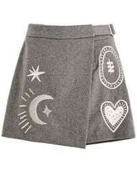 Never Fully Dressed - Midnight Romance Embroidered Brushed-Knit Skort - Lyst