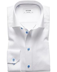Eton of Sweden White Twill Shirt With Grey Details