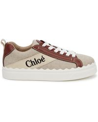 Chloé - Lauren Stone Canvas Sneakers, Sneakers, Stone, Canvas, Round Toe - Lyst