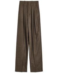 Saint Laurent - Subtle-Chevron Straight-Leg Wool Trousers - Lyst