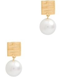 Givenchy - Logo-engraved Brass And Pearl Drop Earrings - Lyst