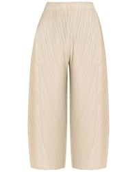 Pleats Please Issey Miyake - Pleated Wide-Leg Woven Trousers - Lyst