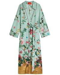 La DoubleJ - Midnight Printed Silk Midi Wrap Shirt Dress - Lyst