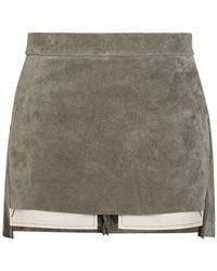 Rick Owens - Fog Suede Mini Skirt - Lyst