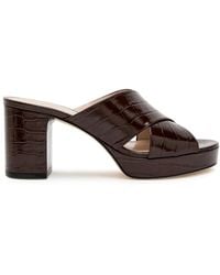 Stuart Weitzman - Dayna 80 Crocodile-Effect Leather Platform Sandals - Lyst