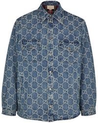 Gucci - gg Supreme Monogrammed Denim Jacket - Lyst