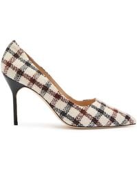 Manolo Blahnik - Bb 90 Checked-Tweed Leather Pumps - Lyst