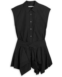 T By Alexander Wang - Asymmetric Cotton Shirt Mini Dress - Lyst