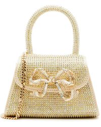 Self-Portrait - Bow Micro Embellished Satin Top Handle Bag - Lyst