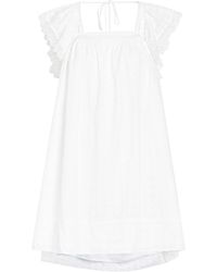 Ganni - Broderie Anglaise Cotton Mini Dress - Lyst