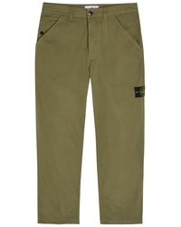 Stone Island - Cotton Ripstop Straight-Leg Cotton Trousers - Lyst